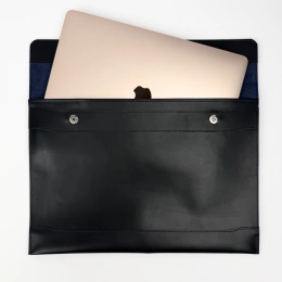 Genuine Leather Laptop Sleeve, Max, Blue