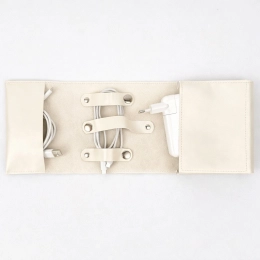 Leather Organizer for Cables and Chargers, Cream