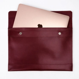 Genuine Leather Laptop Sleeve, Max, Burgundy