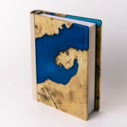 Undated Blue Burl Wood and Epoxy Resin Planner