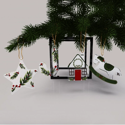
                                                Set of 4 Clear Acrylic Christmas Ornaments
                                                