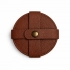 Set of 5 Round Natural Leather Coasters