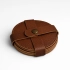 Set of 5 Round Natural Leather Coasters