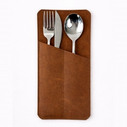Utensil pouch made of genuine leather