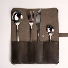 Конверт для приборов из натуральной кожи, складной