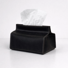 Organizer for Napkins Made of Genuine Leather, Dark