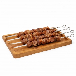 Tray made of natural wood for kebabs