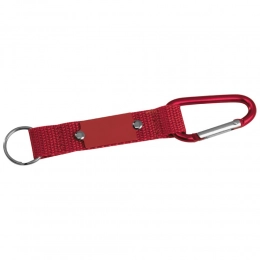 Key chain with carabiner and metal tile