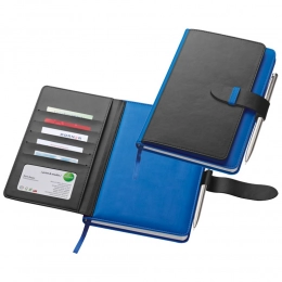 Notebook with business card compartments