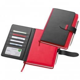 Notebook with business card compartments