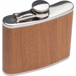 Stainless Steel Hip Flask with wooden Coating