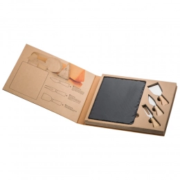 Cheese set with slate cutting board