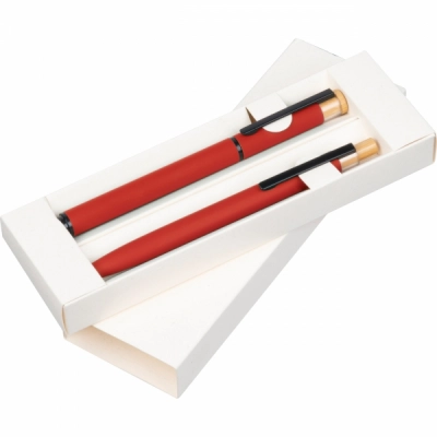 
                                                Metal writing set with pen and rollerball
                                                