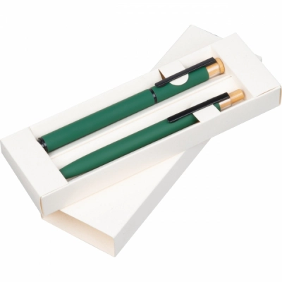 
                                                Metal writing set with pen and rollerball
                                                