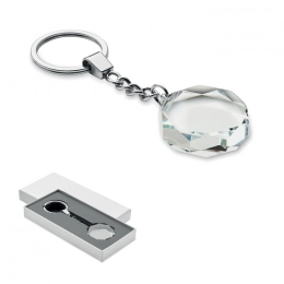 Glass round award key ring