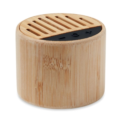
                                            Round bamboo wireless speaker
                                            