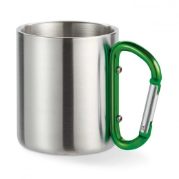 Metal mug with carabiner