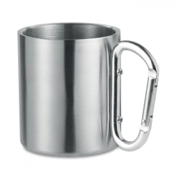 Metal mug with carabiner