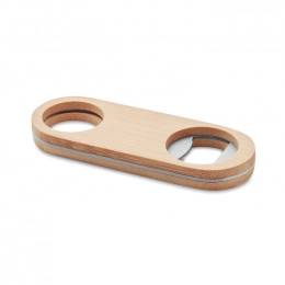 Metal opener with bamboo