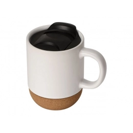 Mug with cork bottom and lid 