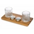 Set for whiskey and cocktails on a stand made of oak 