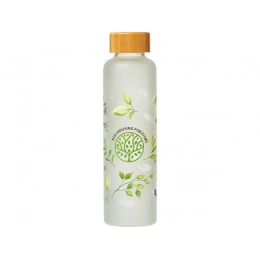 Glass bottle with bamboo lid 