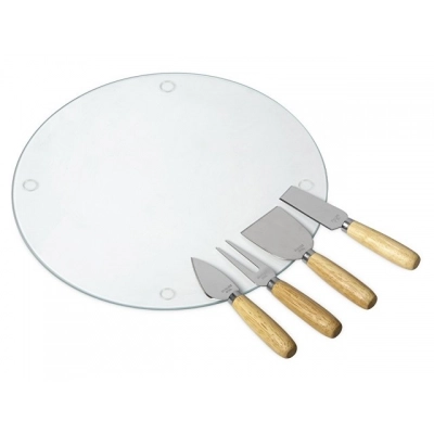 
                                                Cheese set with a glass board 