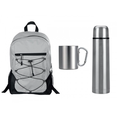 
                                            Набор туриста с термосом и кружкой в рюкзаке
                                            