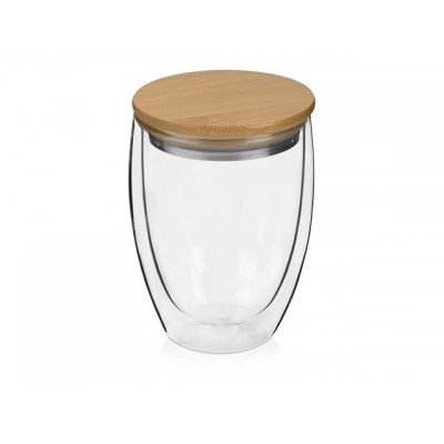 
                                            Double-walled glass with a bamboo lid 