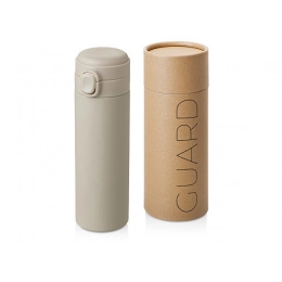 Вакуумная термокружка c кнопкой «Guard», soft-touch, 400 мл, тубус