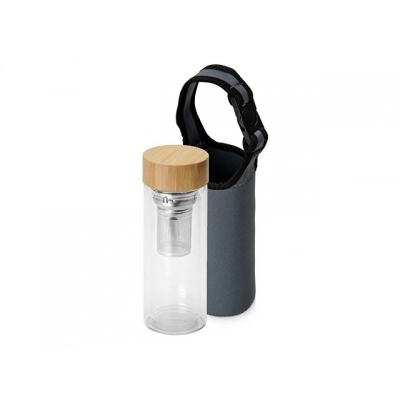 
                                                Glass thermos with strainer 