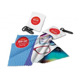 Cleansing wipe in a case with the option of full-color printing.