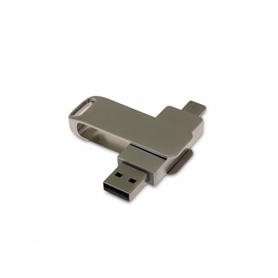 
                                                USB 2.0- флешка на 64 Гб с поворотным механизмом и дополнительным разъемом Type-C
                                                