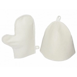 Sauna set of hat and mittens 