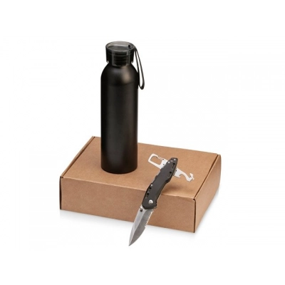 
                                                Gift set with a water bottle and a knife 