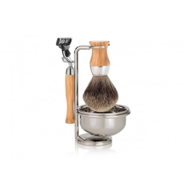 Shaving kit: machine, brush, bowl, stand