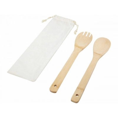 
                                                Set of bamboo spoon and fork 