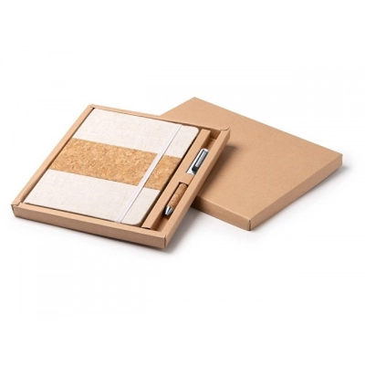 
                                                Set of notepads with cork and cotton pen 