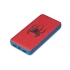 Portable charger with full-color fabric printing and custom silicone logo application.