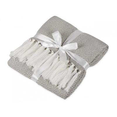 
                                                Acrylic blanket with white tassels 