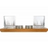 Set for whiskey and cocktails on a stand made of oak 