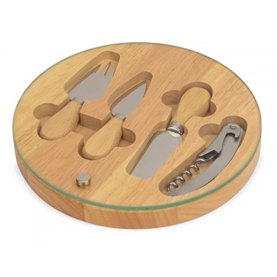 
                                            Cheese and wine set with a glass lid 