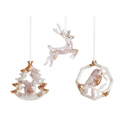 Набор елочных игрушек: Снегирь, Олень, Ель