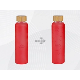 Стеклянная бутылка с бамбуковой крышкой «Foggy»,  с УФ-печатью