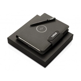 Подарочный набор «Twilight»: органайзер А5 с беспроводной зарядкой и металлическая шариковая ручка со светящимся логотипом