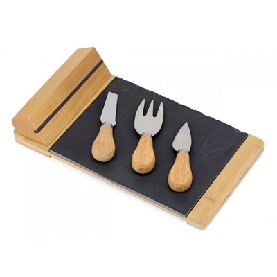 
                                            Bamboo and slate cheese set 