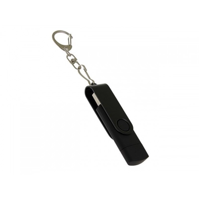 
                                                USB 2.0 flash drive with 128 GB capacity, swivel mechanism, and an additional Type-C connector.
                                                