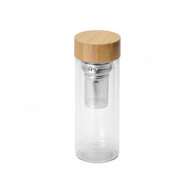 
                                                Glass thermos with strainer 