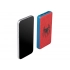 Portable charger with full-color fabric printing and custom silicone logo application.