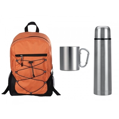 
                                            Набор туриста с термосом и кружкой в рюкзаке
                                            